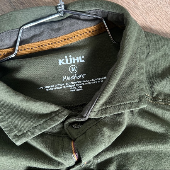 KUHL Wildfibre organic Mens Green Short Sleeve Pullover Polo Shirt Size medium - Picture 2 of 6